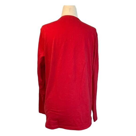 Buffalo David Bitton Basic Long Sleeve V-Neck Basic Tee Red Jersey Knit S - Picture 2 of 4
